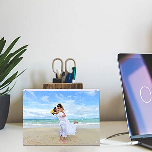 Acrylic 8 X 10 Photo Frame Clear Floating Double Sided Magnetic Picture Certificate Document Magnetic Photo Frame for Tabletop Display with Frame Stand and Gift Box (Free Soft Microfiber) - size: 8x10"-1