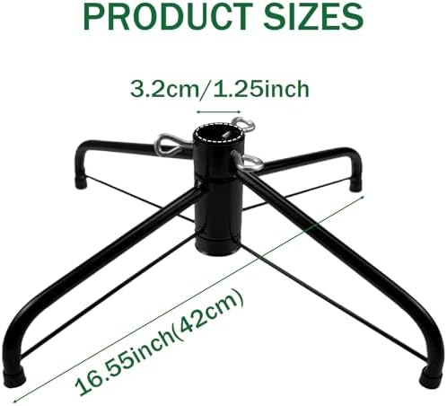 Christmas Tree Stand, Heavy Duty Metal Christmas Tree Base with Adjustable Eye Bolts, Stable Folding Tree Stand for 3-7 FT Christmas Trees