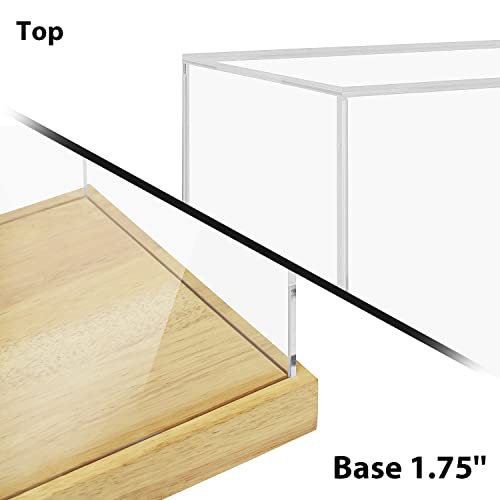 Clear Acrylic Display Case with Solid Wood Base for Trophy, Collectibles, Assemble Cube Display Box Stand Dust Proof Protection Showcase for Action Figures Toys - by BenchPro - size: 21" H x 17" L x 12" D, style: 1.75" Thick Wood