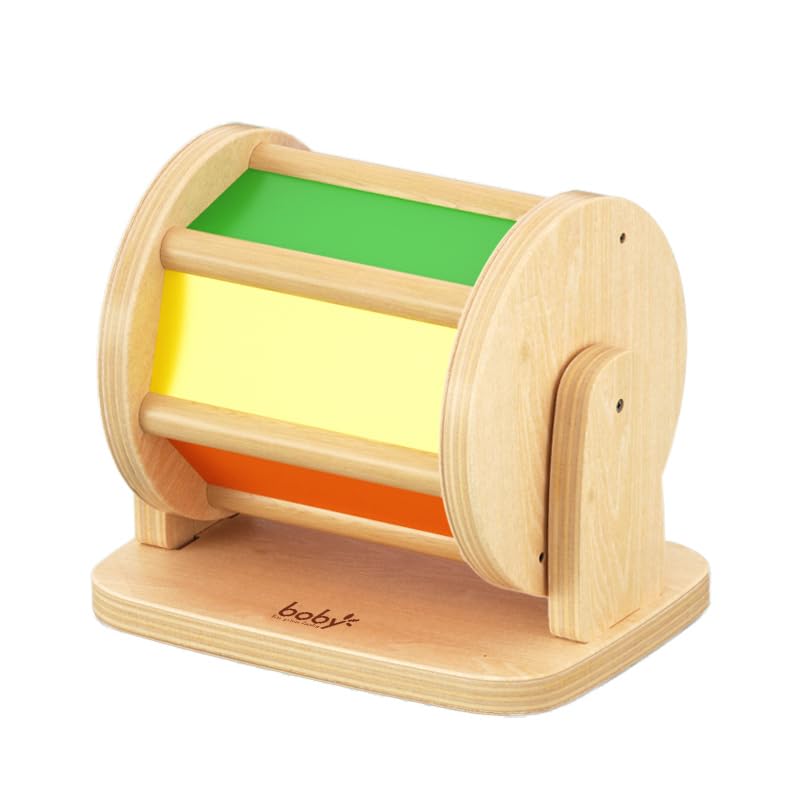 Boby Montessori Spinning Drum: Sensory Experience for Babies 6-12 Months - Engage, Explore, and Learn with Our Wooden Infant Toy
