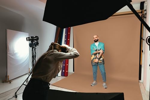 Denny Manufacturing - Seamless Paper Backdrop for Photography, Brown Latte Seamless Paper Roll - Brown Latte (53 in x 36 ft) Includes Free Roll Black Gaffer Tape (2 in x 13 ft) - color: Brown Latte, size: 53 in x 36 ft