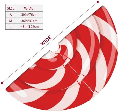 Red and White Lollipop Sweet Candy Sugar Candy Canes Swirl 36 Inch Christmas Tree Skirt Round Winter Snow Suitable for Christmas Xmas Halloween Holiday Party Decor Decoration Occasion