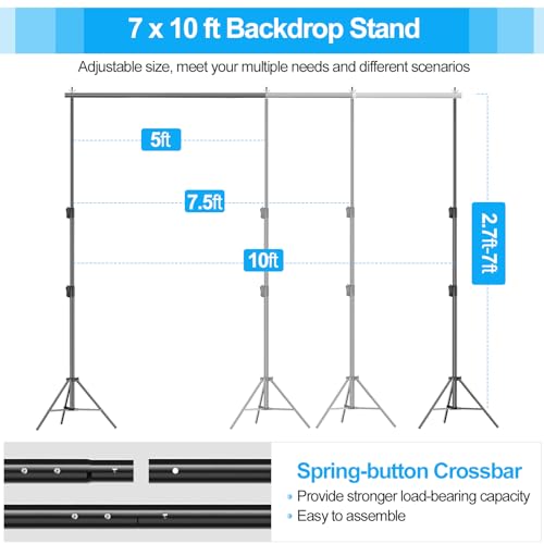 EMART Heavy Duty Backdrop Stand, 7 x 10ft Adjustable Background Support System Kit with Carry Bag for Photography - size: 7x10ft