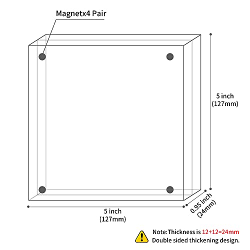 Sezanrpt Clear Booth Photo Frame 5x5, Perspex Square Picture Frame, Acrylic Photo Frame for 5x5, 4x4, 3x3 Picture Display - size: 5'' X 5''