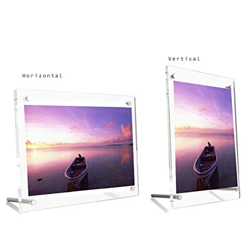 B&NN 8.5" * 11'' Acrylic Picture Frame Floating Look，3MM + 3MM Thickness Clear Photo Frame，Desktop Frame less Display, Self Standing (8.5" * 11'') - size: 8.5" x 11"