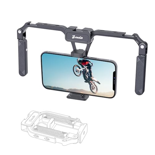 Zeadio Aluminum Smartphone Stabilizer Grip, Foldable Cellphone Video Rig, Filmmaking Vlogging Case, Phone Stabilizer Tripod Mount for All iPhone and Android Smartphones - style: Foldable Version