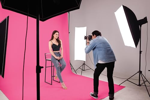Denny Manufacturing - Seamless Paper Backdrop for Photography, Dark Pink Seamless Paper Roll - Deep Pink (53 in x 36 ft) Includes Free Roll Black Gaffer Tape (2 in x 13 ft) - color: Deep Pink, size: 53 in x 36 ft