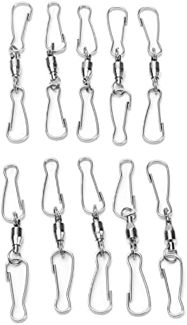 10 Pack Swivel Hook Stainless Steel 360 Rotating Wind Spinner Hooks Dual Clamp Holder for Bird Feeders Wind Chimes Spiral Ornaments Party Hanging Decor (Small Size 3.8x4.8cm)