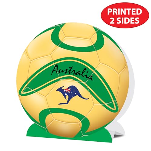 Beistle Australia Soccer 3-D Centerpieces – 2 Pack, Fold-Out Table Decorations, Green and Yellow Football Party Décor for Australian Themed Events, Sports Banquets, Team Celebrations & Displays, 9¼"