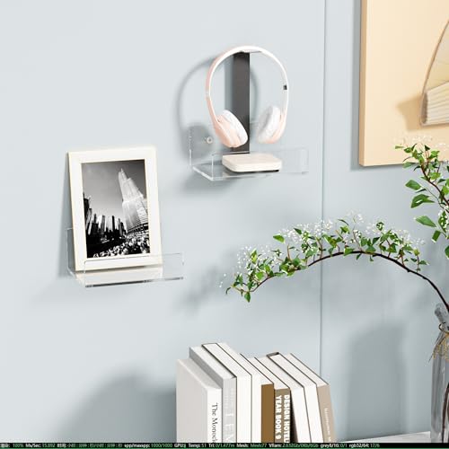 5'' Clear Acrylic Wall Shelf 2 Pack, 5 Inch Small Wall Shelves Display for Small Space - color: Clear, size: 5 Inch