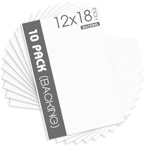 Mat Board Center, 10 Pack 12x18 White Backing Boards, Cardboard Backing for Frames, Prints, Arts, Photos and More - size: 12x18