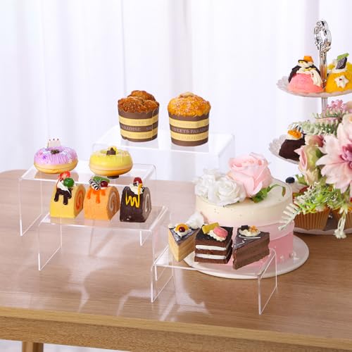 Chuangdi 20 Pcs Acrylic Display Risers, Clear Product Stand, Jewelry Display Riser Shelf Showcase Fixtures for Figure Dessert Cupcake Candy Action Showcase(Super Large Set) - color: Clear, size: Super Large Set