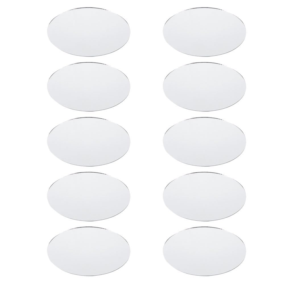 NOLITOY 10Pcs Mini Oval Lens Mirror, Decorative Crafts Glass Mosaic Tile Pieces for DIY Craft Projects Home Decor