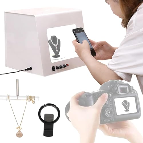 3000-5500K Professional Jewelry Photography Light Box Kit with 360° Electric Rotating Feature, 4pcs Fill Lights-Adjustable Brightness 3000-5500K, Mini Photo Studio Softbox(TB200) - size: TB200