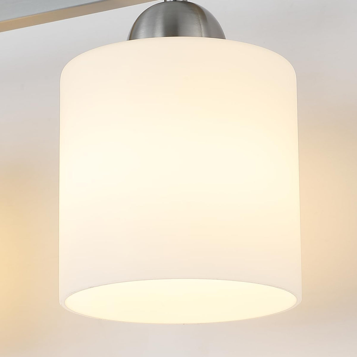 Stainless Steel Milk Glass Vanity Lights for Bathroom, 2 Light Brushed Nickel Bathroom Light Fixtures Over Mirror, Ceramic E26 Sockets Wall Mounted