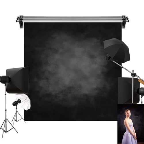 Kate Cold Black Around Gray Texture Abstract Backdrop Photo Background Studio Props,8x8ft