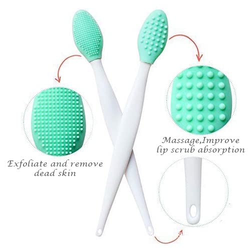 Lip Scrub Brush,Lip Scrubber Exfoliator,Double-Sided Silicone Exfoliating Tool,Gentle Lip Exfoliator Scrubber Brush for Smooth,Soft,Bright,and Healthy Lips(3 PCS)