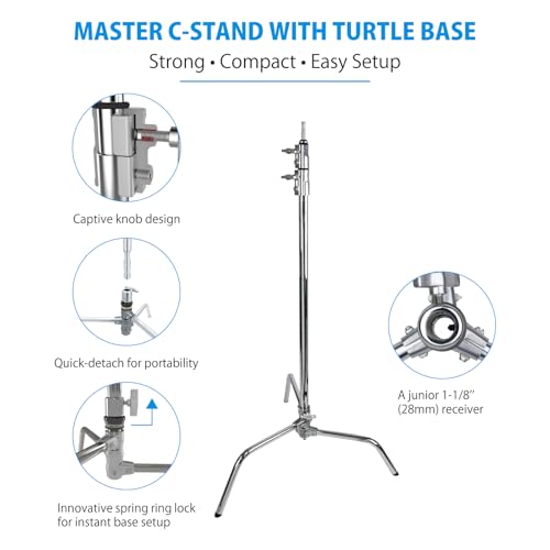 Kupo 40" C-Stand Overhead Shooting Kit 2, Professional Overhead Rig with Turtle Base for Photography and Video Flat Lay Food and Product Shooting with Heavy-Duty Studio Grip Components (KS744212) - color: Silver, size: Overhead Shooting Kit 3