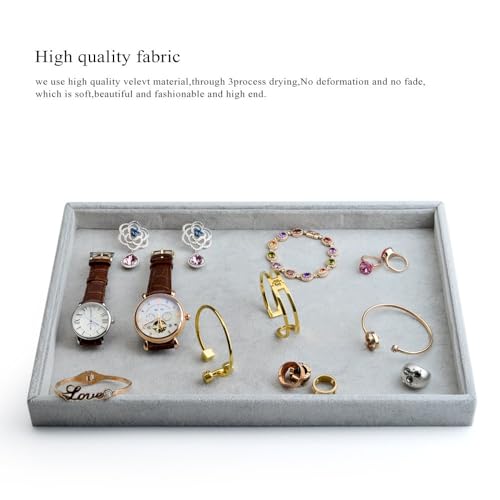 Oirlv Velvet Stackable Jewelry Trays Grids Rings Earrings Bracelet Watch Showcase Display Tray - size: 1 Grid Tray
