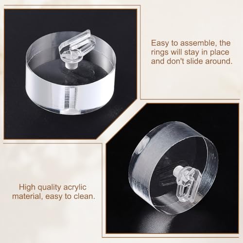 AHANDMAKER 2Pcs Acrylic Ring Display Holder, Flat Round Clear Ring Holder Blocks Ring Showcase Display Holder Rings Stand Jewelry Storage Organizer Display Riser Stand for Jewelry Ring - style: Flat Round