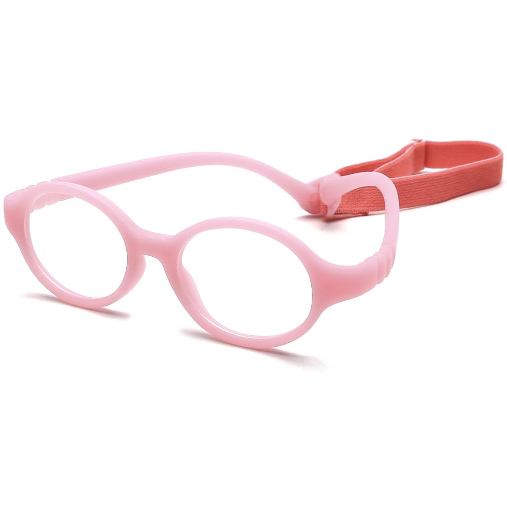 Geborilma Cute Baby Glasses 0-6 Months - XXS Round Infant Glasses with Strap - Clear Lens Newborn Spectacles