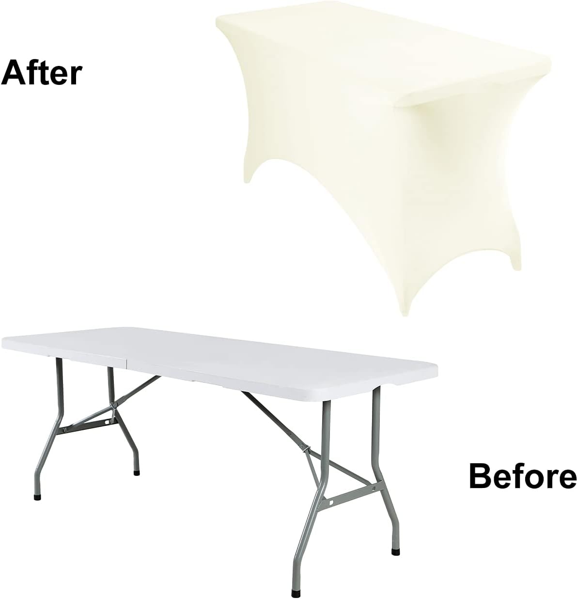 4Pack Spandex Waterproof Table Covers 4ft，Spandex 4ft Waterproof Table Cover for Party,Wedding, Banquet, and Events(Ivory)