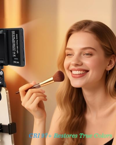60 LED Portable Selfie Light Video Conference Lighting with Clip & Camera Tripod Adapter Rechargeable 2000mAh CRI 97+, 3 Light Modes for Phone iPhone Webcam Laptop Photo Makeup (Black)