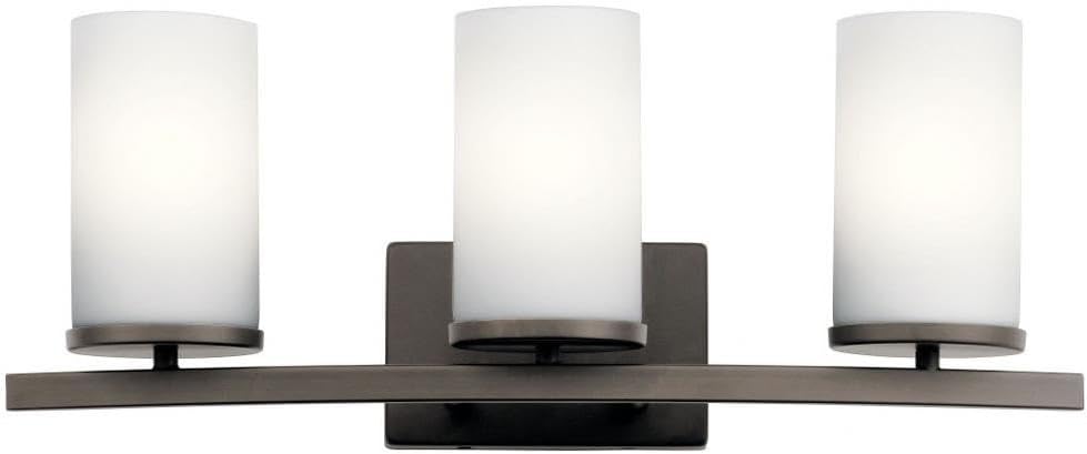 KICHLER Crosby 23" 3 Light Vanity Light Satin Etched Cased Opal Olde Bronze®,White