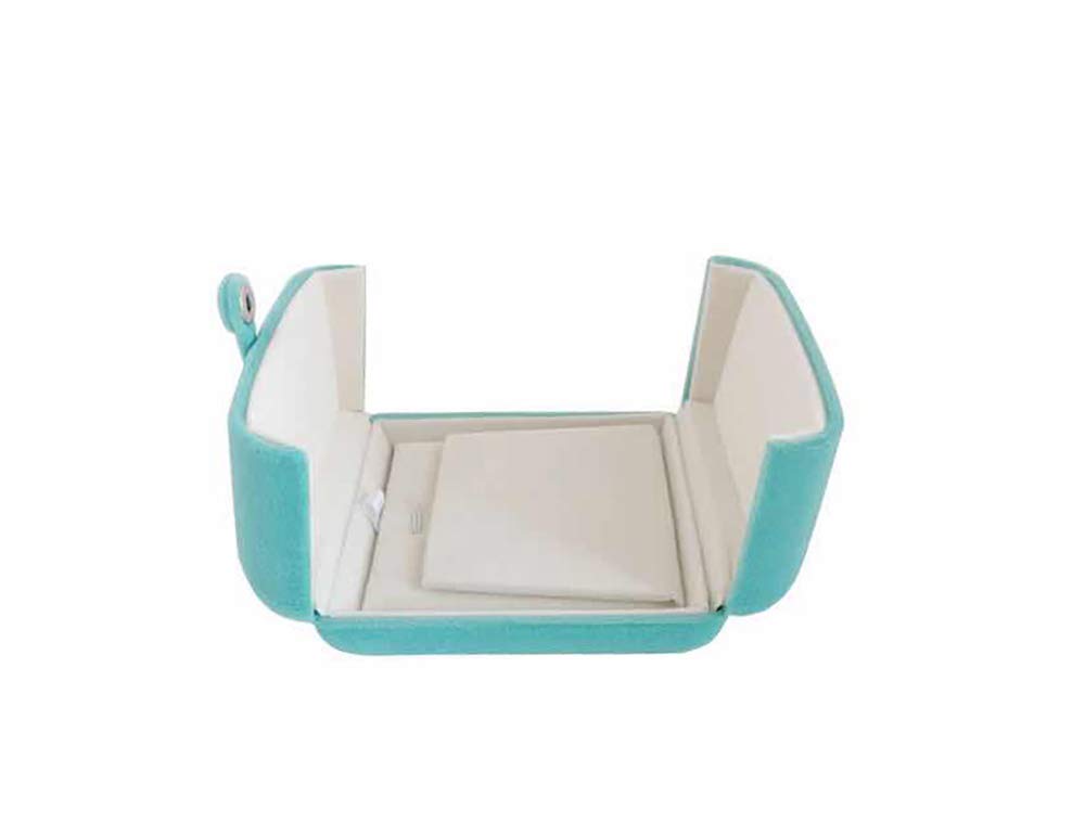 Svea Display Aqua Packaging Case Premium Velvet Jewelry Gift Box Double Layer Function Necklace Earring Combo (Jewelry not included)