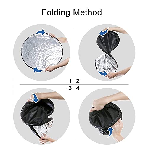 Light Reflector for Photography with Clip 24inch 5 in 1 Portable 60cm Round Collapsible Multi Disc Photography Studio Photo Camera Lighting Reflector Diffuser - size: open size: 60cm/24inch