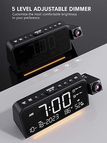 Mesqool Projection Alarm Clock Ceiling Display, with Temperature, Humidity