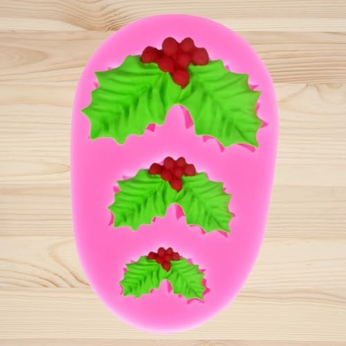 Christmas Silicone Baking DIY Multiple Deco Cake Fond Chocolate Selected Wood These Pend Are Designed for Durability Ensu That They Can Baking Silicone (leaves holly)