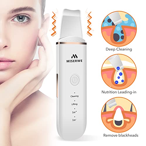 Skin Scrubber Face Skin Spatula Facial Scrubber Spatula for Deep Cleansing Blackhead Remover Pore Cleaner with 4 Modes (White) - color: White
