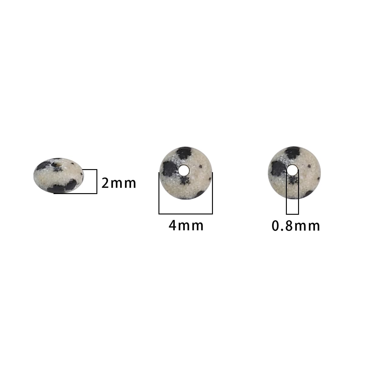 BEADIA Natural Dalmatian Stone Spacer Beads Caps Rondelle Disk Loose Beads for Beading Jewelry Making 4mmx2mm 38cm