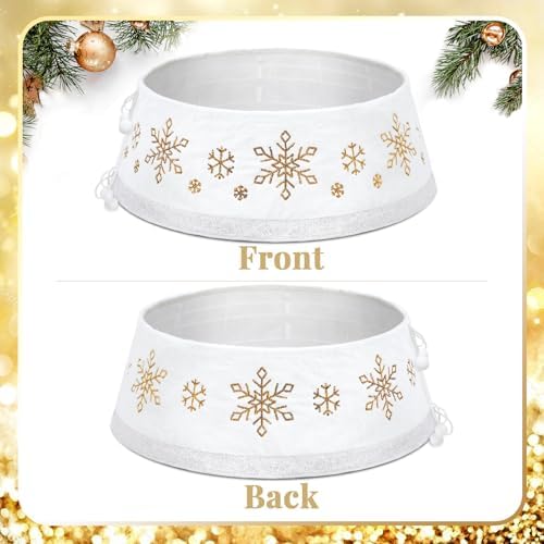 NIBESSER Christmas Tree Collar 30 Inches Plush Tree Skirt Ring with Silver Snowflake Tree Basket Plastics Sheets with Collar Cover Holiday Home Party Christmas Tree Decoration Xmas Ornaments