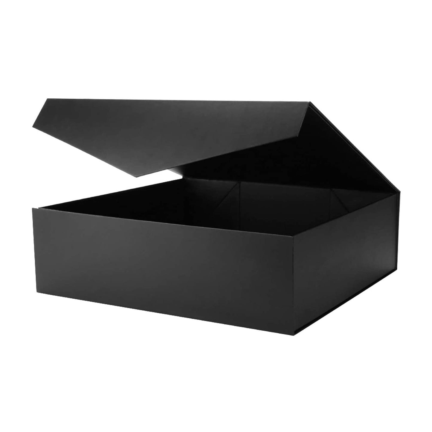JINGUAN Extra Large Black Groomsman Box with Lid, 16.3x14.2x5 Inches, Magnetic for Clothes and Large Gifts (Matte Black)