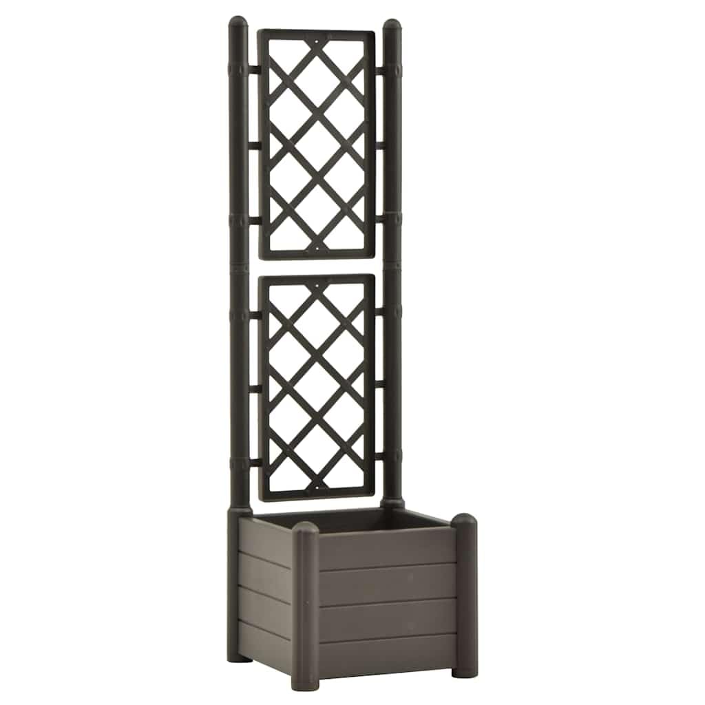 Garden Planter Anthracite, Decorative Polypropylene Pot with Trellis, Indoor Outdoor Use for Climbing Plants