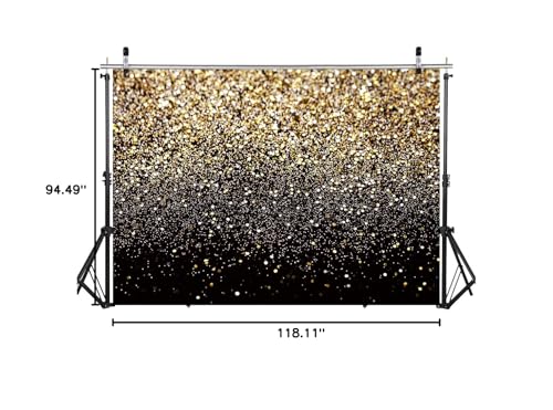 10x8ft Black and Gold Backdrop Birthday Gold Spots Bokeh Wedding Prom Graduation Photography Background X-222 - color: Black, size: 10X8ft