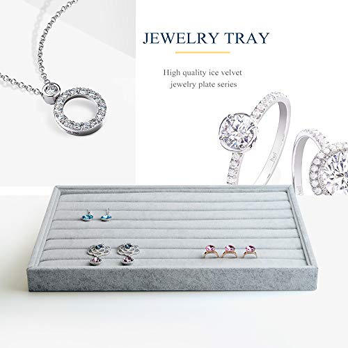 Oirlv Velvet 7 Slots Ring Earrings Studs Tray Showcase Display Jewelry Organizer - size: 7 Slot Ring Display