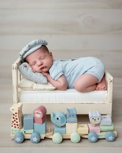 Newborn Photography Props Bed Prop White – Mini Wooden Baby Photography Bed for Newborn Photoshoots, Clean Classic Posing Prop for Studio or Home Sessions - size: Mini Bed White