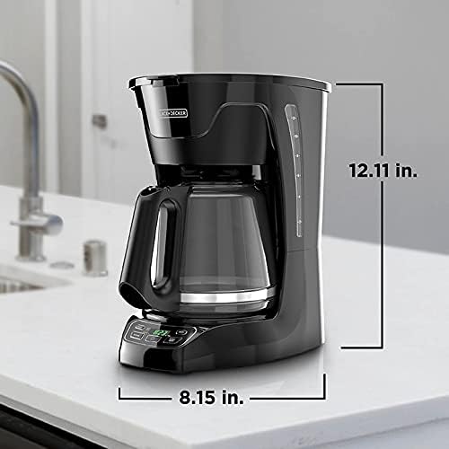 BLACK+DECKER CM1110B Programable 12-Cup Coffee Maker, Easy Pour, Non-Drip Carafe with Removable Filter Basket, Black