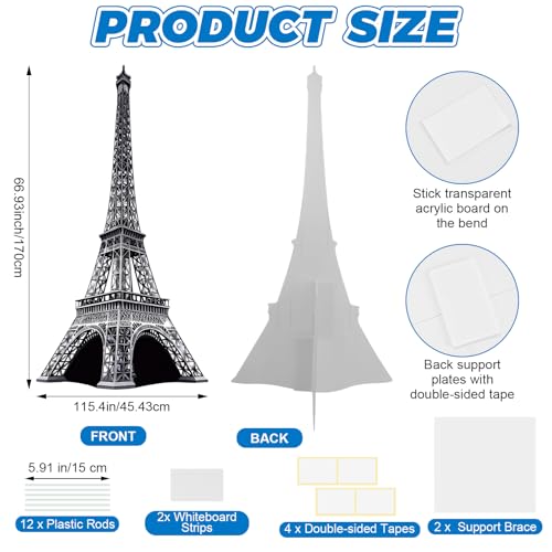 6 Ft 3D Eiffel Tower Cardboard Cutout Eiffel Tower Stand Up Cutout Life-Size French Theme Photo Booth Prop Backdrop Sign for France Night of Paris Theme Birthday Party Educational Display - color: Eiffel Tower