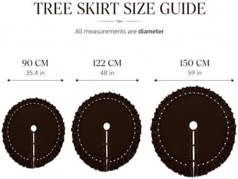 Christmas Tree Skirt,Velvet Tree Skirt with Ruffled Edge with Pearls, Classic Large Velvet Fur Plush Tree Skirt for Merry Christmas(Brown,36Inch)