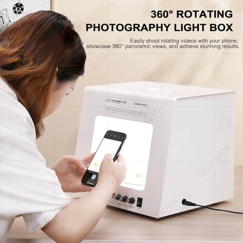 3000-5500K Professional Jewelry Photography Light Box Kit with 360° Electric Rotating Feature, 4pcs Fill Lights-Adjustable Brightness 3000-5500K, Mini Photo Studio Softbox(TB200) - size: TB200