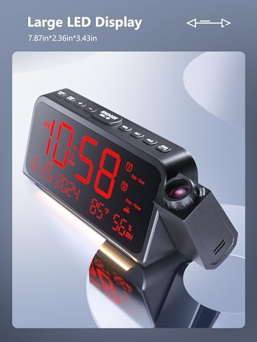 OnLyee Projection Clock for Bedroom Ceiling, Alarm Clock for Heavy Sleepers