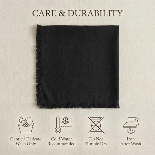 ACCENTHOME Black Cotton Linen Napkin Set of 12 18x18 inch Dinner Napkins - Washable Soft Premium Hotel Quality Reusable Hemmed Edges Napkins Perfect Table Linens for Family Dinners, Weddings - color: 08 - Black, size: 18"x18" - Pack of 12