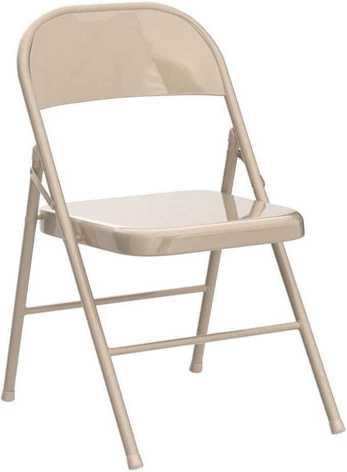 VECELO Metal Folding Chairs 4 Pack, Double Hinged Steel Frame Easy Foldable&Stackable for Office Kitchen Dinning Wedding Patio and Garden