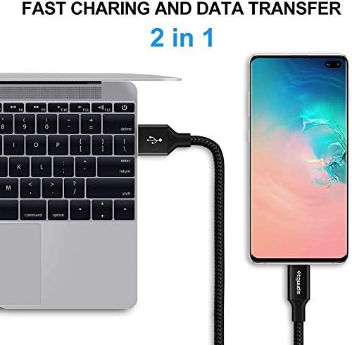etguuds 6.6ft USB A to USB C Cable 3A Fast Charging, 2-Pack USB A to USB Type C Charger Cord for iPhone 16 15 Pro/Pro Max/Plus, for Samsung Galaxy S24 S23 S22 S21 S20 S10 A55 Flip Note, Moto, Black