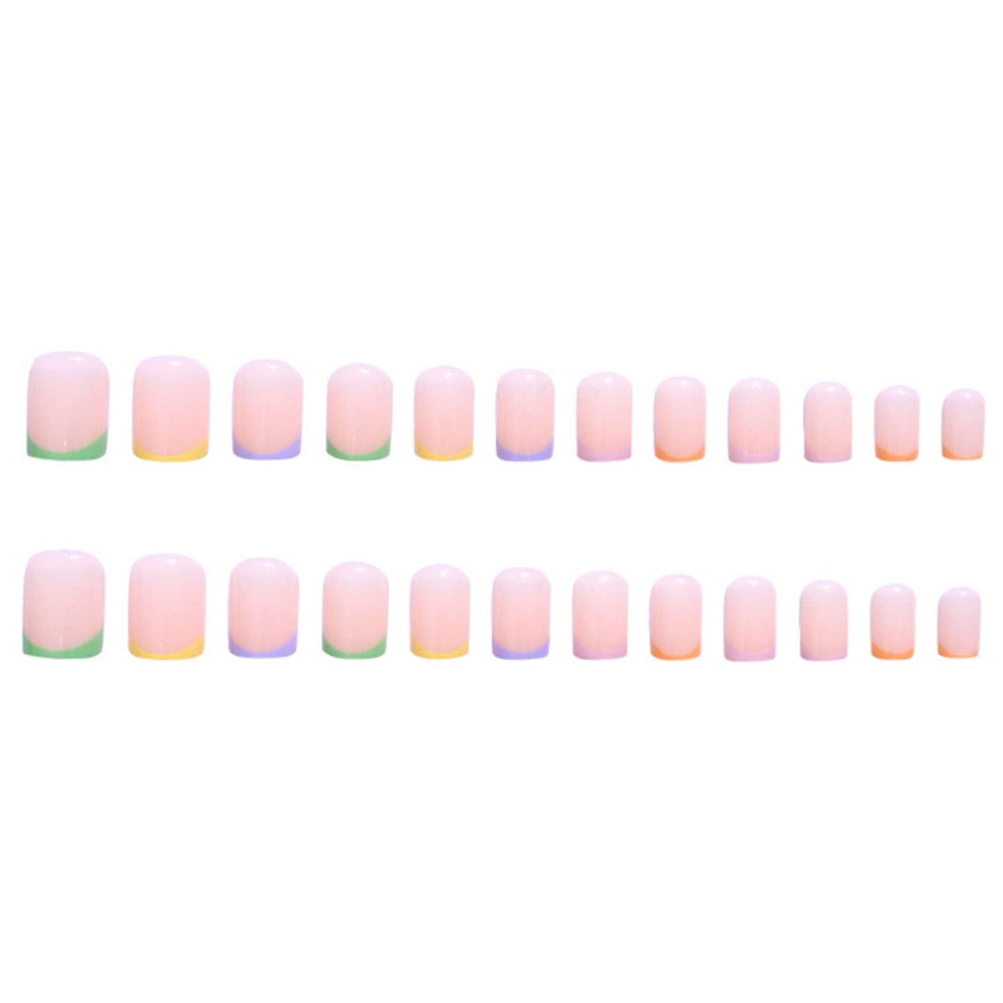 DANMANR Square Press on Nails Short Fake Nails French Acrylic Full Cover False Nails for Women and Girls 24PCS (Multicolour)
