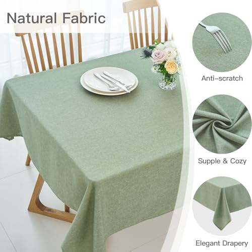 maxmill Rectangle Linen Texture Tablecloth Stain Proof Waterproof Wrinkle Free Washable Dining Table Cloth Wipeable Fabric Dining Room Table Cover Farmhouse Tablecloths, 60 x 120 Inch, Sage Green - color: Sage Green, size: 120" x 60" (Rectangular)